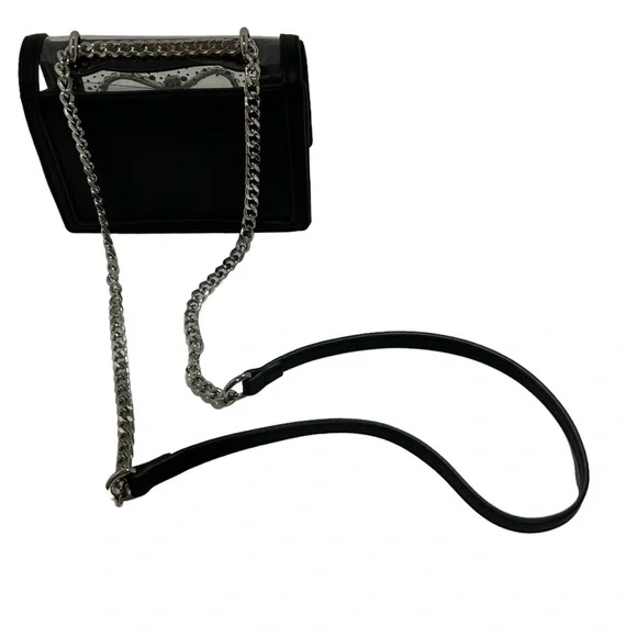 BETSEY JOHNSON Stadium bag Embellished Bow Black Clear Silver bling Like new - Picture 11 of 15